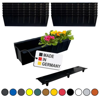 Produktbild von BURI 12 Euro-Paletten Blumenkästen-Einsätze inkl. Bewässerungsmatte | 37,3cm Schwarz | Pflanzkasten für Europalette Palette | Balkonkasten | Blumentopf | aus stabilen Kunststoff |  Germany