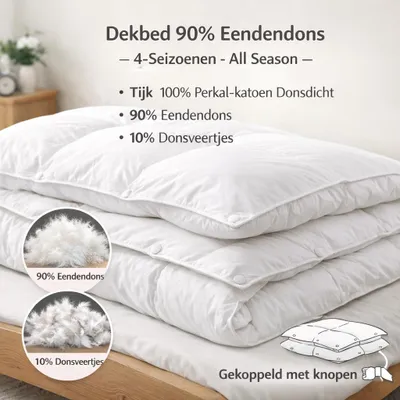 Productafbeelding van Davelta 4-Seizoenen Dekbed – 90% Eendendons 200x200cm