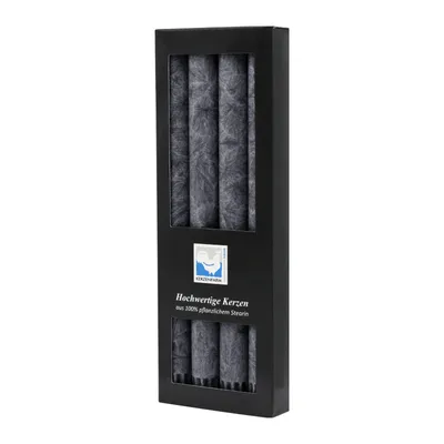 Produktbild von Stabkerzen aus Stearin, 22/250 mm, Anthrazit, KERZENFARM HAHN, Brenndauer ca. 10h, 4 Stück pro Verpackung