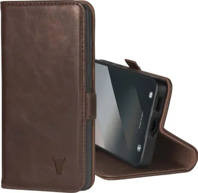 Image de TORRO Galaxy S25 Housse en cuir (avec fonction support) - Marron foncé