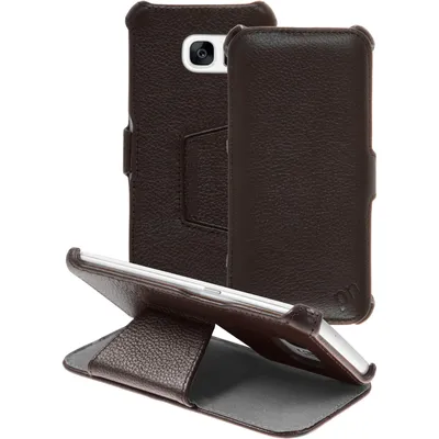 Produktbild von PhoneNatic Echt-Lederhülle kompatibel mit Samsung Galaxy S7 Edge - Leder-Case braun + flexible Folie