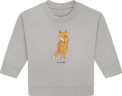 Produktbild von Mr. & Mrs. Panda Organic Baby Pullover Fuchs Lord 12. - 18. Monat - Heather Grey - Geschenk, Bullover, Neugierig, Cocktail, Schick, Motivation Spruch, Monokel, Lustig