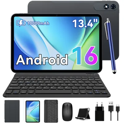 Produktbild von TABWEE T60Pro 13.4" Android 16 Tablet, 24GB(8+16)+256GB/2TB TF, 10000 mAh Akku, 2K Incell Display/120Hz/5G WiFi, Mit Hülle/Maus/Tastatur/Kabel-Headset