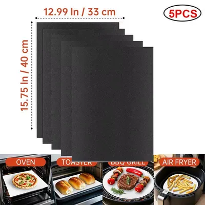 Produktbild von BBQ Matten Ofen Boden Liner Wiederverwendbare Antihaft-Backmatten Party Im Freien Schutz Matten Küche Werkzeuge Hitzebeständige Grill Matten.Version:33X40Cm-5 Stück