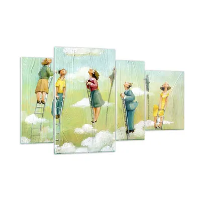 Produktbild von Bilder auf glas - Abstraktion modern - 120x70cm - Glasbilder - Wandbilder - Kunstdruck - zum Aufhängen bereit - Wanddekoration aus Glas - Glas Bilder - Wandbild auf Glas - 4 Teile - GDL120x70-3642