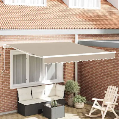 Productafbeelding van Maison Exclusive - Handbediende zonnescherm, 3,5 x 2,5 meter, beige, 100% polyester