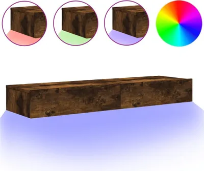 Productafbeelding van vidaXL TV-kastjes met LED-verlichting, 2 stuks, gerookt eikenhout, 60x35x15,5 cm