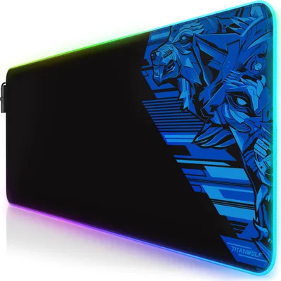 Produktbild von Titanwolf RGB Gaming Mauspad, Mousepad XL 800 x 300mm verbessert Präzision & Geschwindigkeit, Vector Blau