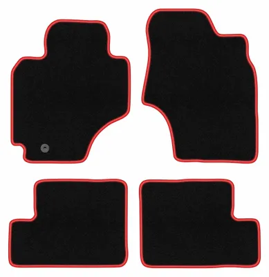 Image de Tapis de sol en moquette pour Toyota RAV4 II 2000-2003 (Suv 5-drzwiowy) – jeu 4 pièces, noir/rouge, sur mesure – Wielganizator CARLUX