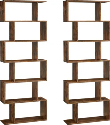 Immagine prodotto di VASAGLE libreria, set di 2, con 6 livelli, scaffale in piedi, scaffale per ufficio, a libera installazione, scaffale decorativo, per presentazioni, moderno, per soggiorno