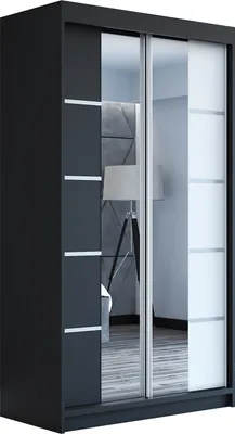 Produktbild von Schwebetürenschrank Kleiderschrank ERO 120 cm Schrank Garderobe Spiegel. Verschiedene Farben (Weiß, Schwarz, Somona). Möbel vom Hersteller!