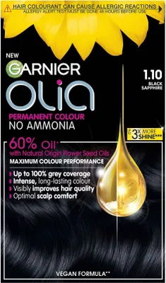 Produktbild von Garnier Olia Dauerhafte Haarfarbe 1.10 - Schwarzer Saphir