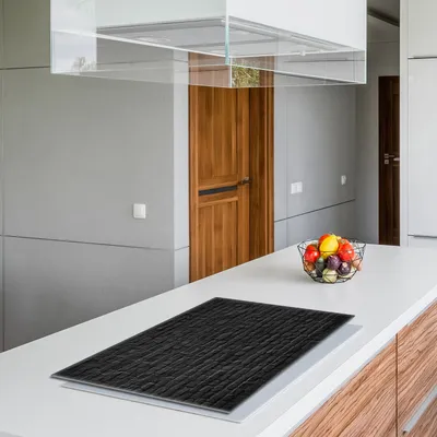 Imagen del producto de Placa de vidrio protectora para estufa, dimensiones 80x52 cm, diseño ladrillo