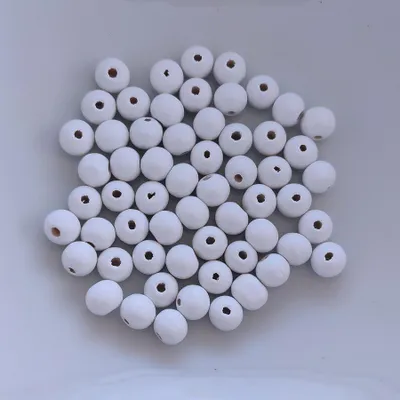 Obrázok produktu pre Drevené guľaté korálky, 60 kusov, 10 mm, biele