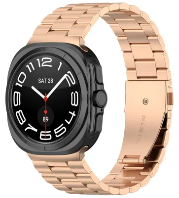 Obrázek produktu pro Pro Samsung Galaxy Watch Ultra 47mm Tři korálky z nerezové oceli Kovový náhradní pásek hodinek Rose Gold