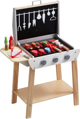 Produktbild von 21-teiliges BBQ-Grill-Spielset für Kinder Holzspielzeug-Grillset mit Geräuscheffekten