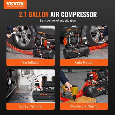 Immagine prodotto di Compressore d'aria - 8L - 900W - Pompa d'aria portatile - Compressore d'aria - Compressore silenzioso