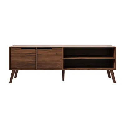 Produktbild von TV-Schrank NOREL 160 cm - Modernes Lowboard in Warmia Walnuss mit 2 Türen und Offenen Ablagen