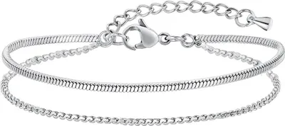 Produktbild von Armband mehrreihig: Armkette aus Edelstahl Silber