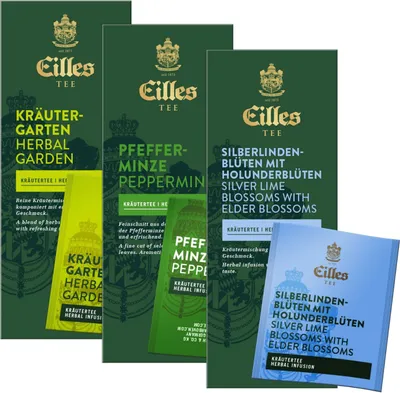 Produktbild von KRÄUTER BEST Set mit drei beliebte Sorten der EILLES Teebeteutel Deluxe