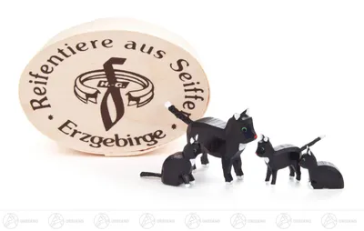 Produktbild von Katzenfamilie in Spandose (3,5cm) von Dregeno Seiffen