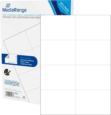 Produktbild von MediaRange MRINK145, Weiß, Permanent, 105 x 74, A4, Matte, Laser/Inkjet