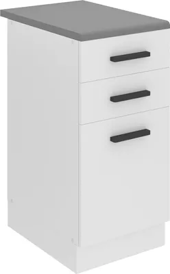 Produktbild von Belini Unterschrank Küche, Küchenunterschrank 40 cm Breite. SDSZ Küchenunterschrank mit Arbeitsplatte. Küchenschrank mit Schubladen, Weiß matt