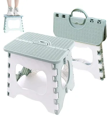 Produktbild von Faltbarer Tritthocker Kunststoff 100 kg stabil rutschfeste Füße kompakt klappbar 5,5 cm Camping Haushalt Outdoor tragbar