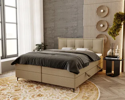 Produktbild von Boxspringbett LINA 120x200 Polsterbett mit zwei Bettkästen und Topper 5 cm, Stoff für das Bett Ihrer Wahl
