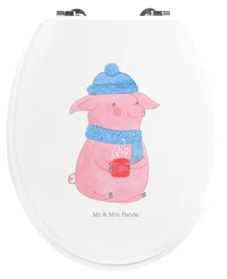 Produktbild von Mr. & Mrs. Panda Toilettendeckel Schweinchen Glühwein - Weiß - Geschenk, Spruch, WC Sitz, Betrunken, Nikolaus, Toilettenbrille, Weihnachtsmarkt, WC-Sitz, Klo-Deckel