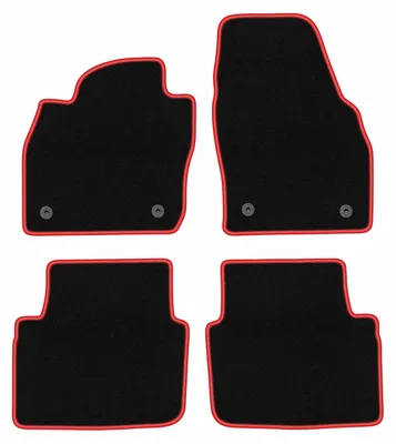 Zdjęcie produktu dla Dywaniki samochodowe welurowe CARLUX-RED do: Skoda Kamiq (2019-, crossover) czarne z czerwonym obszyciem, z mocowaniami