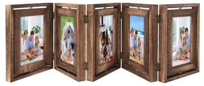 Image de Omgoods - Cadre photo rotatif à 360°, en bois, double face, format 10 x 15 cm, pour 5 photos