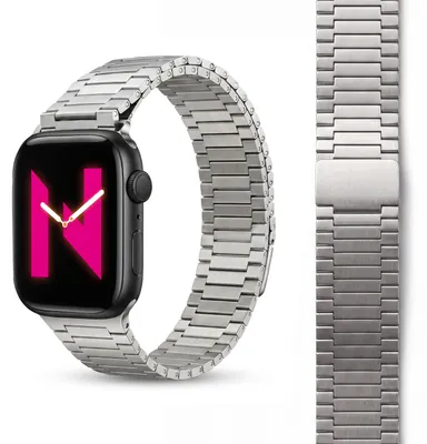 Immagine prodotto di Bracciale in acciaio inossidabile Chronos per Apple Watch SE/10/9/8/7/6/5/4/3/2/1, cinturino a loop magnetico in metallo, 38/40/41/42 mm - Argento