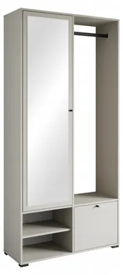 Obrázek produktu pro Šatní skříň o šířce 90 cm s zrcadlem, policemi a věšákem, materiál: kašmír