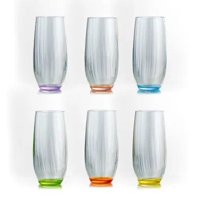 Produktbild von Longdrinks Wassergläser Kristallglas Club Saftglas 350 ml mehrfarbig 6er Set Bohemia Crystalex