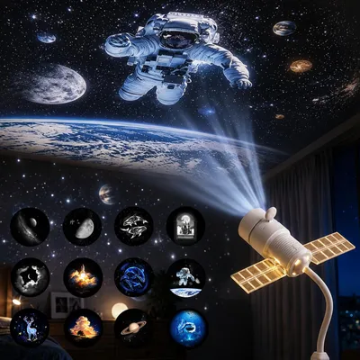 Sterrenprojector 2-in-1 Nachtlampe mit 12 Folien