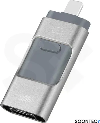 Produktbild von SOONTEC 128 GB 3.0 USB-Stick Memory Stick 3 in 1 MICRO USB / USB / Lightning für iPhone (Silber) für Videoverarbeitung am Smartphone