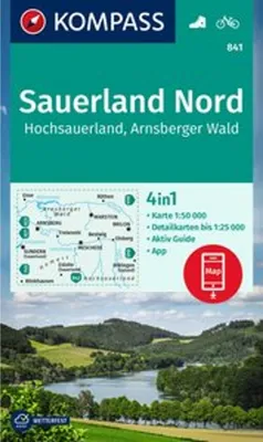 Obrázok produktu pre KOMPASS Turistická mapa 841 Sauerland North, Hochsauerland, Arnsbergský les 1:50 000