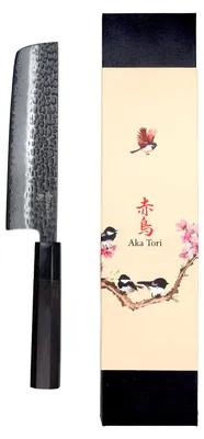 Produktbild von Aka Tori Nakiri-Gemüsemesser aus Damaszenerstahl, 7" – Tokyo Black