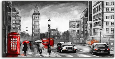 Produktbild von Coloray Glasbild 140x70  Wandbild Glasbilder Deko London Big Ben Straße Menschen