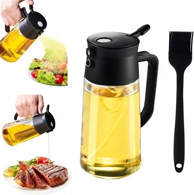 Zdjęcie produktu dla Dozownik do oleju 2w1 500ml butelka z rozpylaczem Czarny