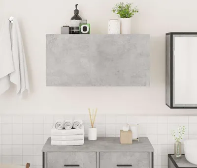 Produktbild von Möbel Bad-Wandschrank Modernes Design - Badezimmerschrank Badmöbel - Betongrau 80x25x40 cm Holzwerkstoff Top6028892