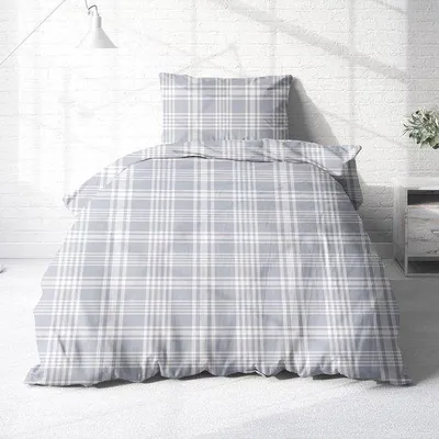 Obrázek produktu pro Šedá dvoudílná flanelová ložní souprava 155 x 220 cm, 100 % bavlna