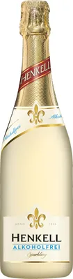 A bottle of Henkell Sekt alkoholfrei sparkling wine.