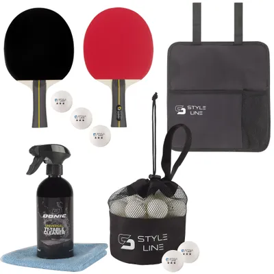 Produktbild von DONIC Style Newcomer TT-Set Indoor, 2 Allround Tischtennischläger, 32 Indoor Tischtennisbälle, 1 Tischreiniger inkl. Tuch