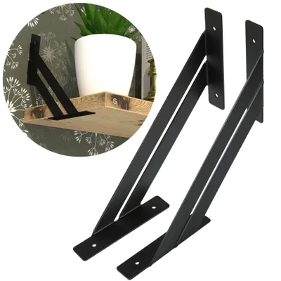 Produktbild von Moderne Regalträger für Wandregale, FLEX 200 x 200 mm, schwarz, 2 Stück