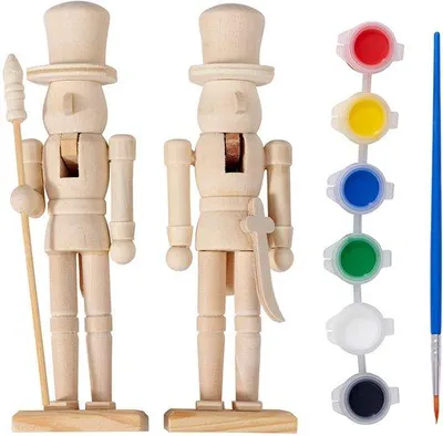 Produktbild von Famanu Weihnachtsnussknacker Set – 2 Holzfiguren zum Bemalen, 18 cm