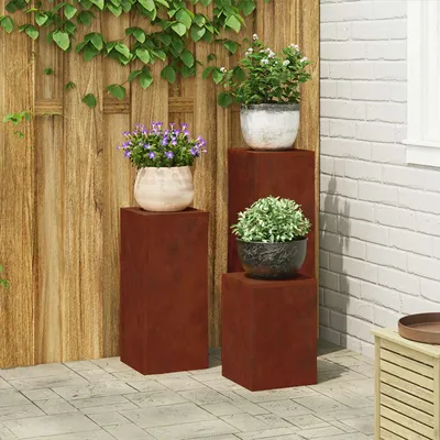 Produktbild von vidaXL Pflanzenständer 3 pcs Rostig Wetterfeststahl
