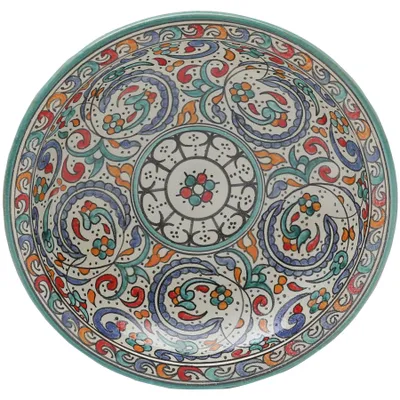 Produktbild von Marokkanische Keramikschale aus Fès – Blütenornament – Ø 35 cm