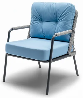 Produktbild von Stuhl Hellblau Grau Farbe Moderner Stil Metallrahmen Geflecht Neu